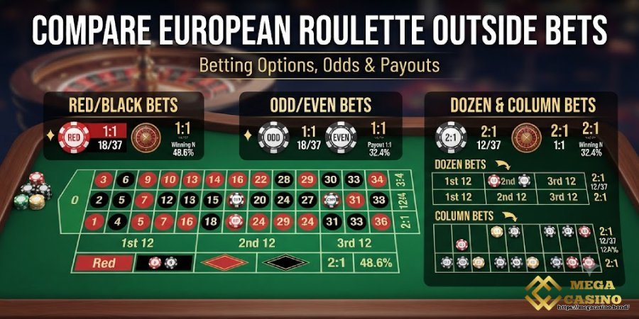Compare European Roulette with Outside Bets Compare European Roulette with Outside Bets